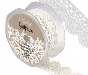 Guipure Satin Lace 32mm x 4.5yds/4.1m White